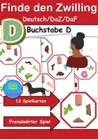 Vorschau - Mal- und Bastelvorlagen - Finde den Zwilling Buchstabe D - DaZ/DaF, Deutsch (Grundschule) Kartenspiel - Deckblatt