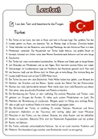 Vorschau - Arbeitsblätter - Leseverständnis - Türkei + Lösungen - Seite 1