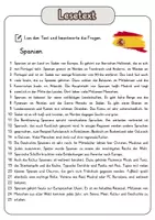 Vorschau - Arbeitsblätter - Leseverständnis - Spanien + Lösungen - Seite 1