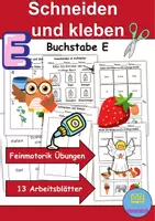 Vorschau - Mal- und Bastelvorlagen - Ausschneiden und kleben Buchstabe E - Wortschatz basteln Feinmotorik (Grundschule) - Deckblatt