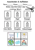 Vorschau - Mal- und Bastelvorlagen - Ausschneiden und kleben Buchstabe E - Wortschatz basteln Feinmotorik (Grundschule) - Seite 1