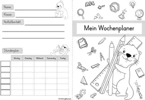 Vorschau - Arbeitsblätter - Wochenplaner Otterklasse (Hausaufgabenheft Otter) - Seite 1