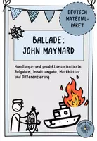 Vorschau - Unterrichtsreihen - Material-Paket Ballade: "Inhaltsangabe zu John Maynard" - Deckblatt