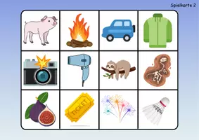 Vorschau - Mal- und Bastelvorlagen - Wortschatz Bingo - Buchstabe F (Klasse 1 und 2) - Seite 2