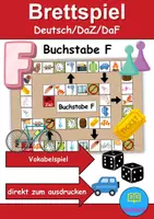 Vorschau - Arbeitsblätter - Brettspiel Buchstabe F Wortschatzspiel Grundschule DaZ/DaF/Deutsch - Deckblatt