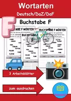 Vorschau - Lehrpläne/Lehrermaterial - Wortarten Buchstabe F - DaZ/DaF, Deutsch (Nomen, Verben, Adjektive) - Deckblatt