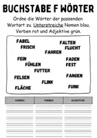 Vorschau - Lehrpläne/Lehrermaterial - Wortarten Buchstabe F - DaZ/DaF, Deutsch (Nomen, Verben, Adjektive) - Seite 2
