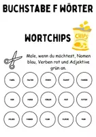 Vorschau - Mal- und Bastelvorlagen - Wortarten Chips Buchstabe F - DaZ/DaF, Deutsch (Nomen, Verben, Adjektive) - Seite 2