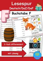 Vorschau - Arbeitsblätter - Lesespur / Leserätsel Thema Buchstabe F - DaZ/DaF, Deutsch - Deckblatt