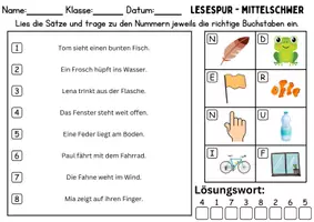 Vorschau - Arbeitsblätter - Lesespur / Leserätsel Thema Buchstabe F - DaZ/DaF, Deutsch - Seite 2