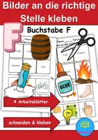 Vorschau - Lehrpläne/Lehrermaterial - Bilder an die richtige Stelle kleben Thema Buchstabe F - DaZ/DaF, Deutsch (Wortschatz) - Deckblatt