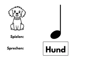 Vorschau - Mal- und Bastelvorlagen - Rhythmus-Bildkarten: Noten & Tiernamen (Rhythmusbausteine) - Seite 1
