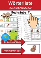 Vorschau - Mal- und Bastelvorlagen - Wörterliste Buchstabe F - DaZ/DaF, Deutsch (Grundschule) Kartenspiel - Deckblatt