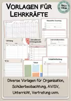 Vorschau - Anderer Materialtyp - Vorlagen für Lehrkräfte - Schülerbeobachtung & Organisation - Deckblatt