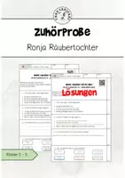 Vorschau - Arbeitsblätter - Zuhörprobe zu Ronja Räubertochter mit Lösungen - Deckblatt