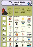Vorschau - Spiele - Würfelgeschichte Superhelden + Vorlage - Deckblatt