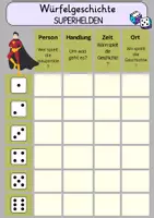 Vorschau - Spiele - Würfelgeschichte Superhelden + Vorlage - Seite 1
