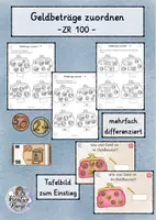 Vorschau - Arbeitsblätter - Geldbeträge zuordnen - 3, 4 - Klasse 2 - Deckblatt