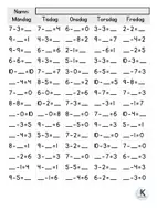 förhandsvisning - Subtraktion 0-10 - sida 2