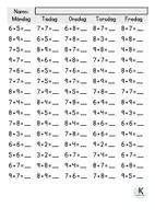 förhandsvisning - Tiotalsövergång 10 addition - sida 1