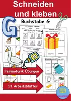 Vorschau - Arbeitsblätter - Ausschneiden und kleben Buchstabe G - Wortschatz basteln Feinmotorik (Grundschule) - Deckblatt