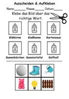 Vorschau - Arbeitsblätter - Ausschneiden und kleben Buchstabe G - Wortschatz basteln Feinmotorik (Grundschule) - Seite 1