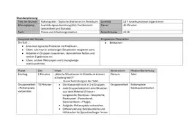 Vorschau - Stundenentwürfe - Rollenspiele Typische Situationen im Praktikum - Seite 1