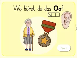 Vorschau - Stationenlernen - Buchstabeneinführung - wo hörst du das O? - interaktive PDF - Seite 1