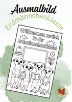 Vorschau - Mal- und Bastelvorlagen - Ausmalbild Erdmännchenklasse Willkommen zurück - Deckblatt