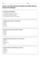 anteprima - Quiz - Creare una mini-striscia a fumetti che utilizzi almeno cinque onomatopee - Quiz - Pagina 1