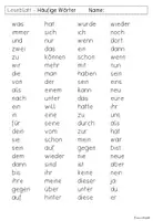 Vorschau - Arbeitsblätter - Leseblatt - Häufige Wörter - Klasse 1 - Deckblatt