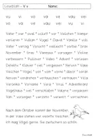 Vorschau - Arbeitsblätter - Leseblatt V v für Klasse 1 - Deckblatt
