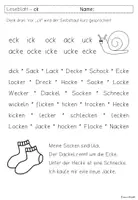 Vorschau - Stundenentwürfe - Materialpaket zu "ck" für Klasse 1 - Seite 1