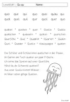 Vorschau - Arbeitsblätter - Leseblatt Qu qu für Klasse 1 - Deckblatt