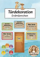 Vorschau - Mal- und Bastelvorlagen - Türschild Klassenzimmer Erdmännchen / Erdmännchenklasse - Deckblatt