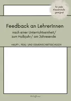 Vorschau - Arbeitsblätter - Feedbackbogen für Schüler- und LehrerInnen - ab Klasse 5 geeignet - Reflexion & Rückmeldung im Unterricht - Deckblatt