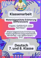 Vorschau - Fördermaterial/Inklusion - Materialgestützte Erörterung Klassenarbeit | Vapes - Deckblatt