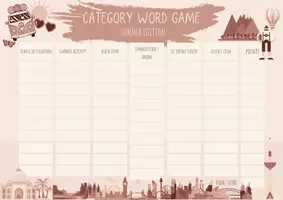 Vorschau - Arbeitsblätter - Category Word Game Summer Edition - Seite 1