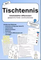 Vorschau - Arbeitsblätter - Tischtennis - Arbeitsblätter (Theorie, Vertretungsmaterial) - Deckblatt