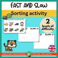 Vista previa - Juegos / Gamificación - FAST and SLOW sorting activity | ESL | adjectives | pre-K, K-2 - Portada