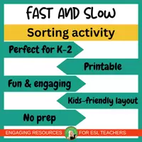 Vista previa - Juegos / Gamificación - FAST and SLOW sorting activity | ESL | adjectives | pre-K, K-2 - página 1