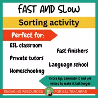 Vista previa - Juegos / Gamificación - FAST and SLOW sorting activity | ESL | adjectives | pre-K, K-2 - página 3
