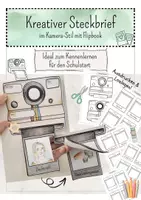 Vorschau - Arbeitsblätter - Kunstidee Schulstart - Steckbrief zum Kennenlernen im Kamerastil - Deckblatt