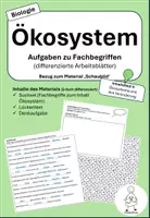 Vorschau - Arbeitsblätter - Ökosystem: Aufgaben zu Fachbegriffen - Deckblatt