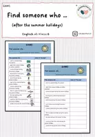Vorschau - Spiele - GAME: Find someone who... (after the summer holidays) - Deckblatt