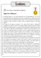 Vista previa - Hojas de trabajo - Comprensión lectora – deporte olímpico + soluciones - página 1