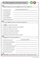 Vorschau - Arbeitsblätter - Übungsblatt: Do-/Does-questions and short answers - Seite 1