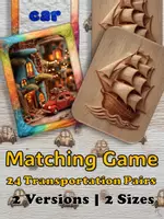förhandsvisning - Transportation Matching Game • 24 Pairs • 2 Sets & 2 Sizes • Printables for Kids - försättsblad