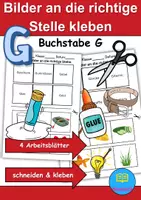 Vorschau - Arbeitsblätter - Bilder an die richtige Stelle kleben Thema Buchstabe G - DaZ/DaF, Deutsch (Wortschatz) - Deckblatt