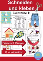 Vorschau - Mal- und Bastelvorlagen - Ausschneiden und kleben Buchstabe H - Wortschatz basteln Feinmotorik (Grundschule) - Deckblatt